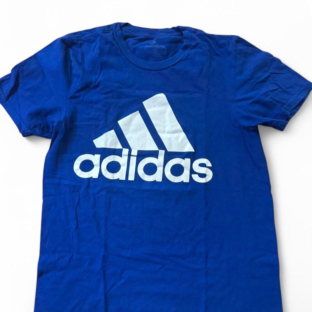 Blue adidas t shirt with white